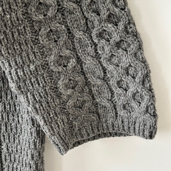 Kilronan Knitwear 100% Pure Merino Wool Gray Cardigan Made In Ireland - Picture 8 of 16